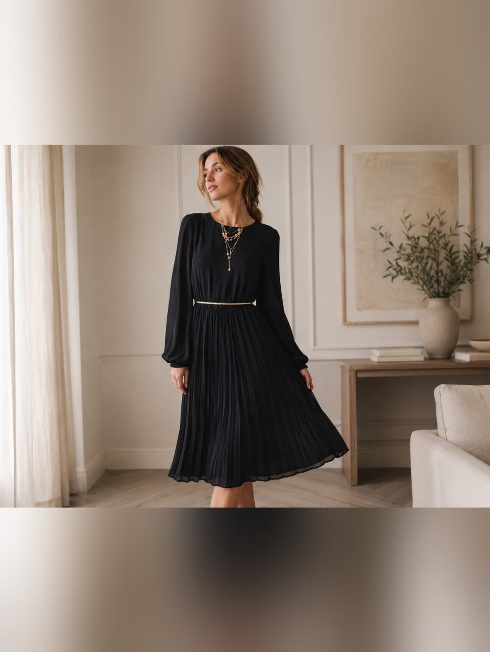 NWT Brand:‎ Leia N Co. Product: Black Long Sleeve Pleat Dress Size S